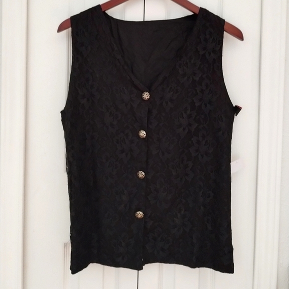 NWT Black Lace Lined Vest - Picture 1 of 16